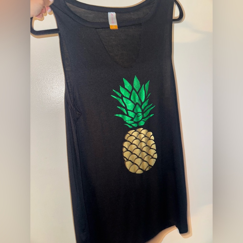 No Boundaries Black dress with Green & gold Pineapple Design